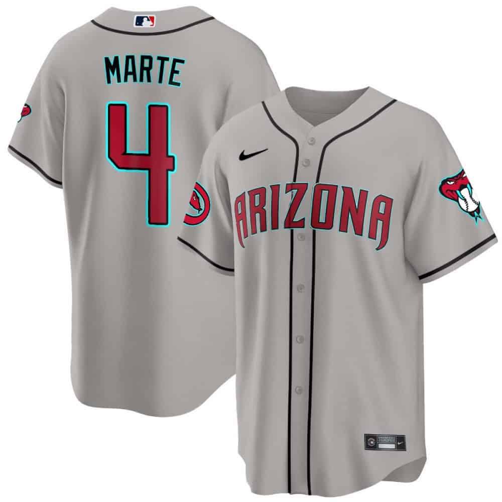 Men Arizona Diamondback #4 Marte Grey 2024 Nike Cool Base MLB Jersey